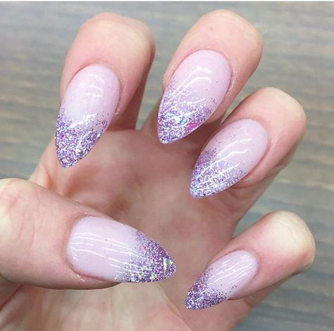 Icy Purple Nails, Sparkly French Tip Nails, Purple Sparkly Nails, Purple And Silver Nails, Sparkly Acrylic Nails, Sparkle Nail Designs, Light Purple Nails, Winter Nails Gel, Purple Ombre Nails