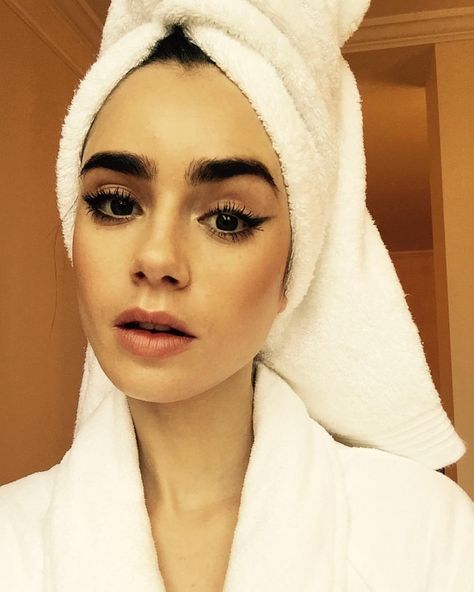 Penelope Cruz Makeup, Lily Collins Eyebrows, Lily Collins Hair, Towel Series, Mid Afternoon, Photography Magazine Cover, Lily Collins, Skin Cream, Editorial Photography