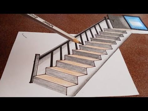 3D drawing Stair on paper with Door #3d#drawing #stair #door #worldclass3dart - YouTube Stair Door, 3d Drawings, To Draw, 3 D, Stairs, Drawings