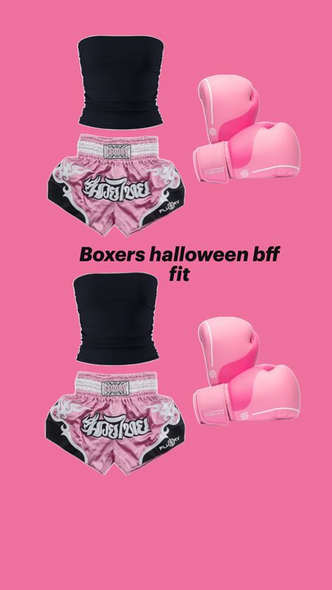 Cute Halloween fit for you and your bestieee Boxer Halloween, Halloween Costumes 2022, Future Costume, Trio Halloween Costumes, Cute Boxers, Spooky Costumes, Round Of Applause, Pretty Halloween Costumes, Duo Halloween Costumes