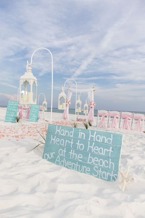 Wedding Alters Outdoor Beach, Easy Beach Wedding Decorations, Beach Wedding Walkway Ideas, Pink And Blue Beach Wedding, Simple Beach Wedding Decor, Beach Wedding Aisle Decor, Beach Wedding Ideas On A Budget, Beach Wedding Ceremony Decor, Simple Beach Wedding Ideas