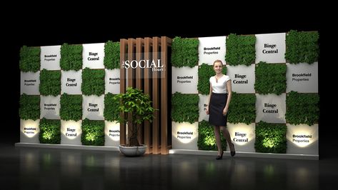 Brokfild on Behance Photobooth Ideas For Corporate Events, Green Event Design, Checkered Backdrop Event, Eco Event Design, Photobooth Corporate Event, Green Stage Design, Corporate Event Signage, Backdrop Design Event, Corporate Backdrop Design