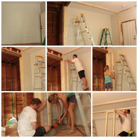 framing in the wall to wall closet Wall To Wall Closet, No Closet Solutions, Beautiful Closets, Diy Wardrobe, Wall Closet, Build A Closet, Diy Closet, Master Closet, Built In Wardrobe