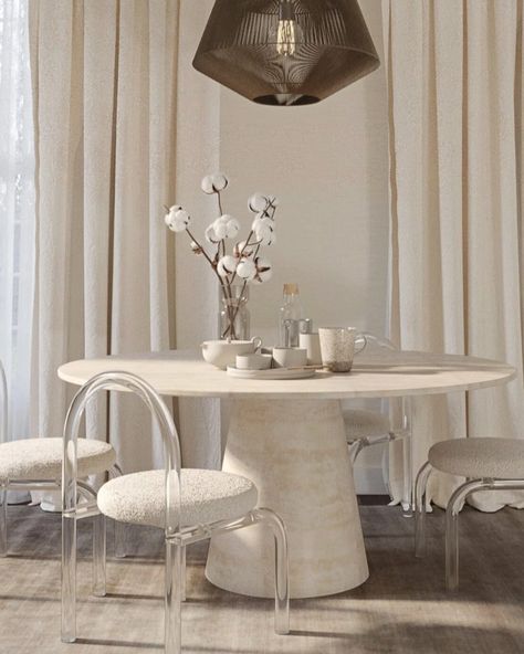 Simplicity at Its Best: The Belova Round Travertine Dining Table: Elevate your dining room with the Belova Round Travertine Dining Table, a symbol of luxury and elegance. Crafted from premium travertine, this table's sleek, round design is perfect for those who appreciate understated sophistication in their dining space .. #HomeKode #diningtable #Diningroom #HomeFurniture #Homeinspo #uaeinteriors #uaeinteriordesign #dubaiinteriors #dubaiinteriordesign #abudhabiinteriors #uaehome #dubaihomes Royal Atlantis, Travertine Dining Table, Travertine Colors, Comfortable Dining Chairs, Table Sizes, A Symbol, Round Design, Dining Space, Upholstered Dining Chairs