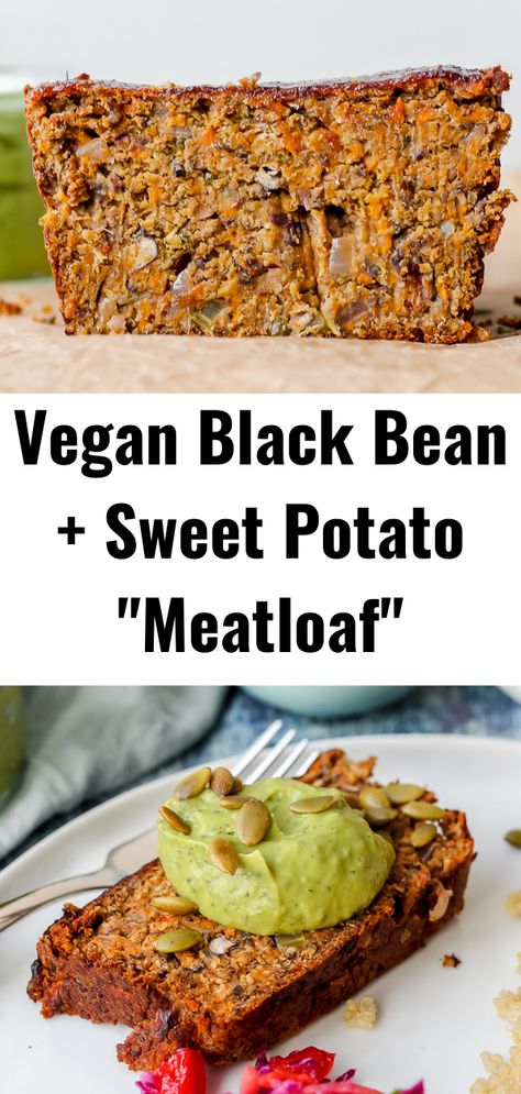 Black Bean Meatloaf, Bean Meatloaf, Vegan Meatloaf Recipe, Cilantro Lime Crema, Vegetarian Meatloaf, Sweet Potato Plant, Vegan Meatloaf, Lime Crema, Vegetarian Casserole