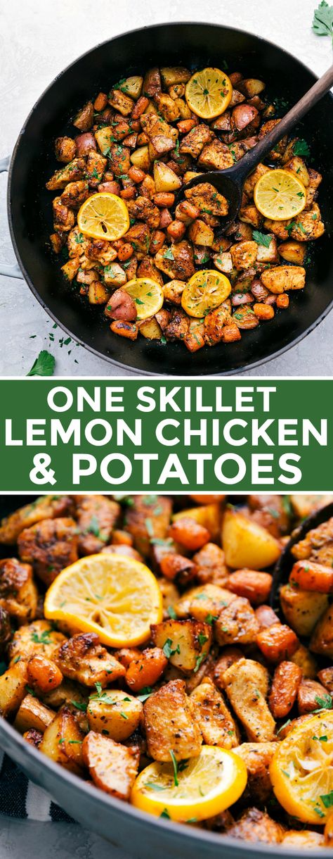 Chicken Cutlets And Potatoes Recipes, Meals With Red Potatoes Dinners, Recipes That Use Red Potatoes, Lemon Chicken Potato Skillet, Skillet Lemon Chicken & Potatoes With Kale, Chicken An Potatoes, Red Potatoes Chicken, Red Potatoes And Chicken Recipe, Red Potatoes Meal Prep