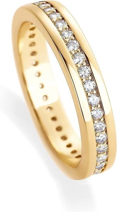 Amazon.com: PAVOI 18K Yellow Gold Plated Stacking Tiny Cubic Zirconia Band | Eternity Rings for Women | Thumb Ring | Size 7: Clothing, Shoes & Jewelry Thumb Rings For Women, Criss Cross Ring, Eternity Rings, Thumb Ring, Gold Ring Stack, Wedding Ring Designs, Thumb Rings, Love Ring, Rings For Women