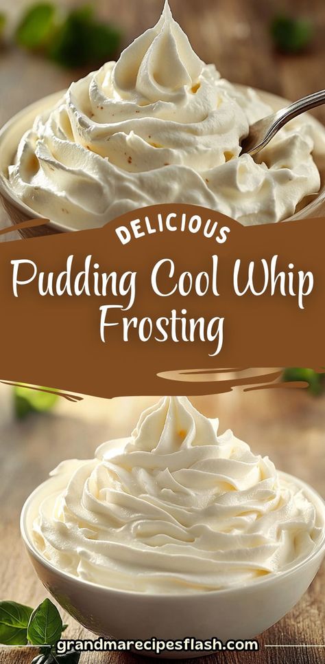 This creamy Cool Whip and pudding frosting is a quick and easy way to elevate your cakes and cupcakes! Made with just a few simple ingredients, it’s the perfect light and fluffy topping for all your baked goods. #FrostingRecipe #EasyFrosting #CupcakeTopping #CakeFrosting #VanillaFrosting #BakingIdeas Pudding Icing With Cool Whip, Whipped Pudding Frosting, Whipped Cream Topping For Cake, Dream Whip Icing, Frosting With Pudding And Cool Whip, Frosting Made From Instant Pudding, Two Ingredient Frosting, Cool Whip And Pudding Icing, Dream Whip Frosting With Pudding