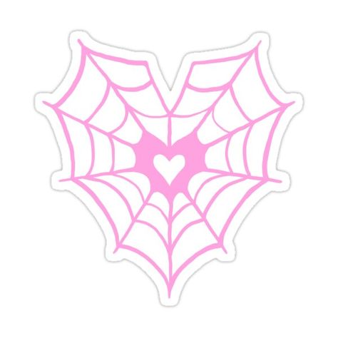 Decorate laptops, Hydro Flasks, cars and more with removable kiss-cut, vinyl decal stickers. Glossy, matte, and transparent options in various sizes. Super durable and water-resistant. Pink heart-shaped spiderweb. Spiderman Stickers Aesthetic, Pink Spiderweb Wallpaper, Spiderman Heart, Pink Drawings, Pink Spiderweb, Heart Spiderweb, Pink Decals, Heart Web, Pink Heart Sticker