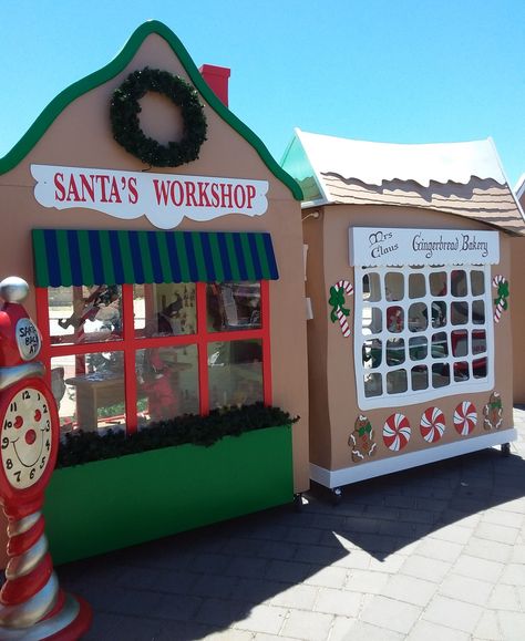 Christmas Santa Workshop Ideas, Santa’s Workshop Outdoor Decor, Santa’s Workshop Christmas Parade Float, Meet Santa Display, Santa Workshop Photo Shoot, Santa’s Workshop Classroom Decoration, Diy Santa’s Workshop, Santa's Workshop Window Display, Diy Santa Grotto