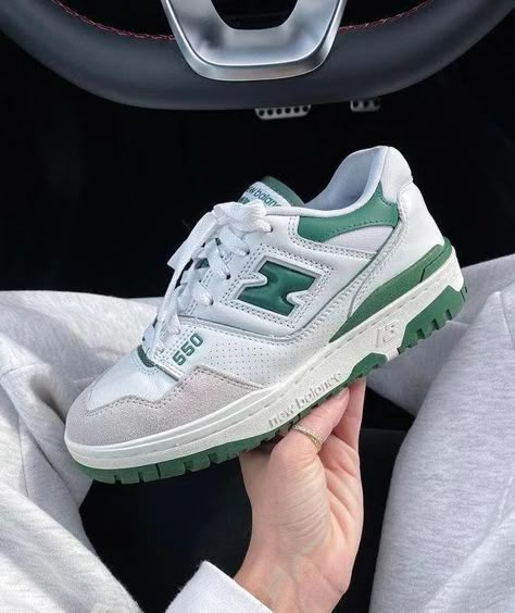 Unleash your style with the New Balance 550 in Green! 🍃✨ Inspired by vintage basketball sneakers, these kicks blend classic design with modern comfort. Featuring a premium leather upper and a cushioned midsole, the 550 offers durability and all-day wearability. 📸 Elevate your sneaker game with this timeless green hue, now available at SneaksPeek! #NewBalance #NB550 #GreenEdition #VintageVibes #SneakerStyle #Fashion #Streetwear #SneakerHeads #SneaksPeek #sneakersnepal Shoes New Balance 550, New Balance 550 Green, New Balance 550 White Green, Green 550, 550 New Balance, N Shoes, Nb Sneakers, New Balance 550 White, White New Balance