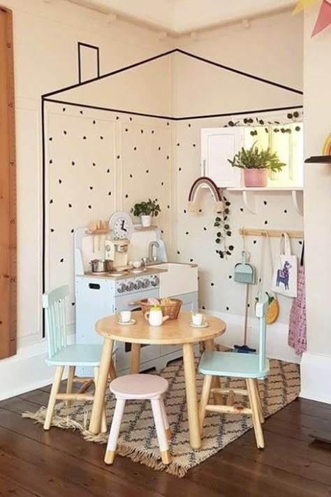 Small Playroom, Play Corner, Baby Playroom, Living Room Playroom, Girls Playroom, Kids Playroom Decor, Toddler Playroom, Toddler Girl Room, Playroom Design