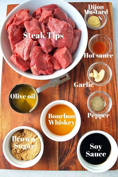 Grilled Steak Tips, Bourbon Marinade, Sizzle Steak Recipes, Recipes Steak, Beef Marinade, Steak Tips, Beef Tips, Grilled Beef, Marinade Recipes