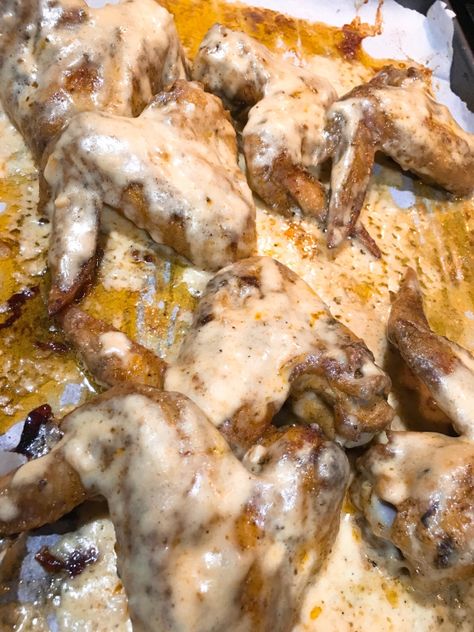 Chicken Alfredo Wings, Recipes With Chicken Wings Dinners, Creamy Cajun Chicken Wings, Cajun Ranch Wings, Alfredo Chicken Wings, Cajun Wing Sauce Recipe, Alfredo Wings, 2025 Health, Cajun Wings