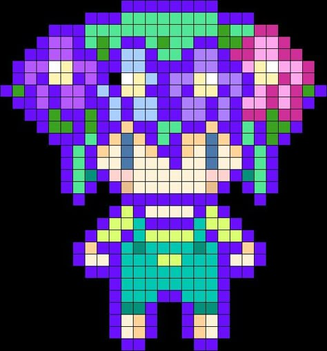 Dreamworld Basil, Melty Bead Designs, Basil Omori, Diy Perler Bead Crafts, Pixel Art Grid, Pix Art, Graph Paper Art, Kandi Patterns, Bead Sprite