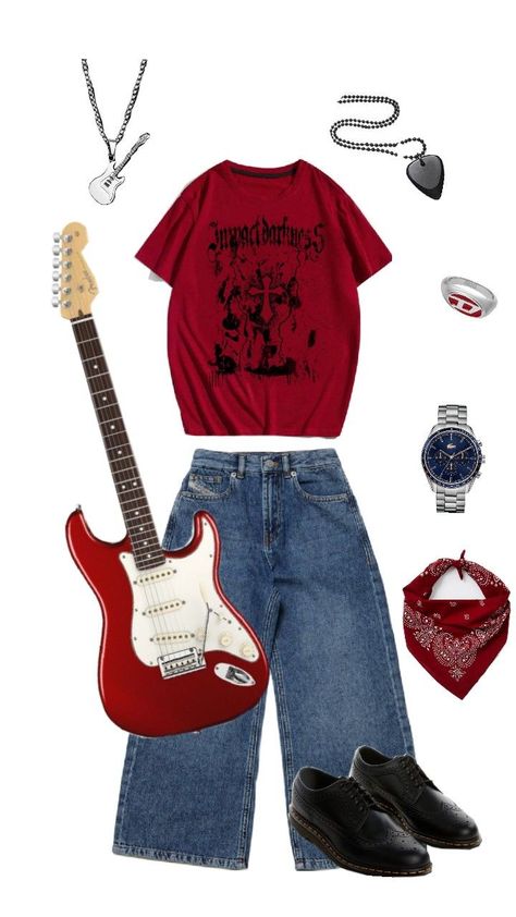 #guitare #outfit #tenues #style #fashion #guitarist Guitarist Fashion, Guitarist Outfit, Guitar Outfit, Town Outfits, Guitarist, Style Fashion, Musician, Guitar, Band