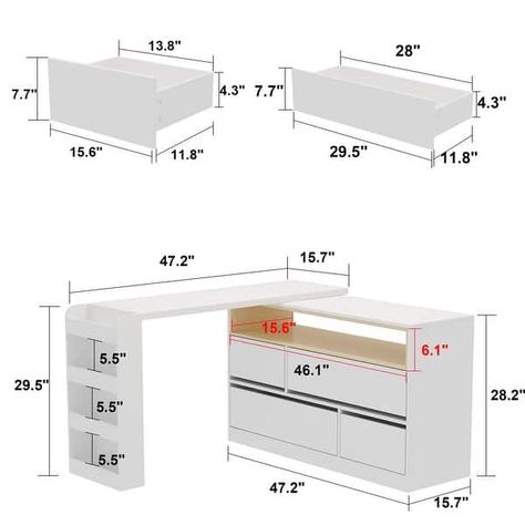 White Makeup Vanity Multi-Purpose Furniture Home Desk Corner Rotating - Overstock - 38242056 Dresser Decor Bedroom, White Makeup Vanity, Desk Corner, Bedroom Makeup Vanity, Kitchen Island Dining, Minimalist Desk, Island Dining, White Makeup, Storage Cabinet Shelves