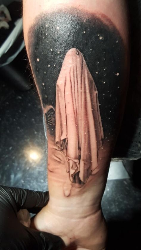 215 Best Ghost Tattoos Designs With Meanings (2022) - TattoosBoyGirl Realism Ghost Tattoo, Realistic Ghost Tattoo, Ghost Tattoos Scary, Paranormal Tattoo Ideas, Sheet Ghost Tattoo, Milford Pa, Ghost Tattoos, Snow Tattoo, Boat Tattoo