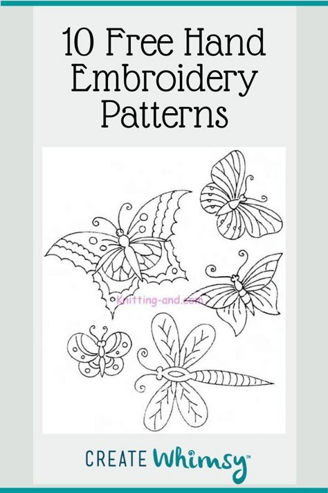 10 Resources for Free Hand Embroidery Patterns! - Create Whimsy Embroidery Templates Flowers Stencils, How To Read Embroidery Patterns, Tracing Patterns Free Printable, Freehand Embroidery Patterns, Designs For Embroidery Free Pattern, Slow Stitch Butterfly, Free Printable Embroidery Designs, Embroidered Birds Free Pattern, Free Hand Embroidery Designs Patterns