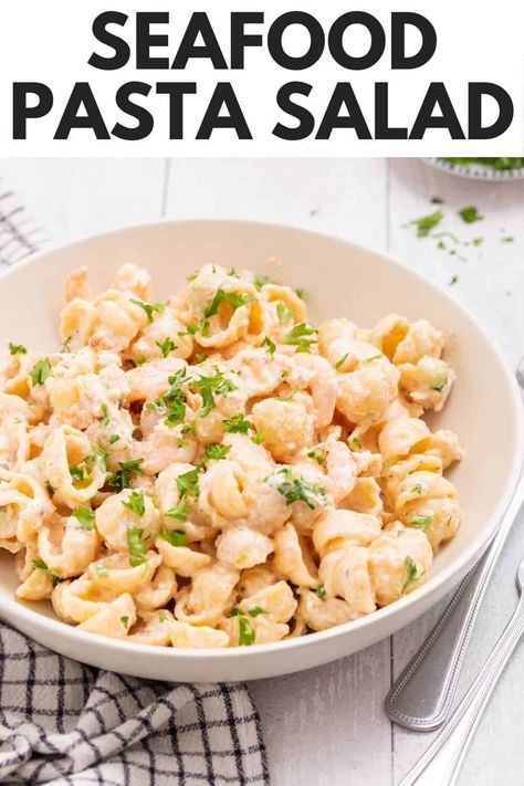 Seafood Pasta Salad Crab And Shrimp Pasta, Seafood Pasta Salad, Seafood Pasta Salad Recipe, Mayonnaise Dressing, Shrimp Pasta Salad, Crab And Shrimp, Seafood Salad Pasta, Best Seafood Recipes, Cold Salad