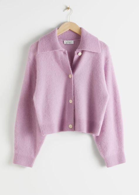 Alpaca Blend Wide Collar Cardigan - Lilac - Cardigans - & Other Stories Lilac Cardigan, Collared Cardigan, Collar Cardigan, Fashion Story, Fashion 2020, Sweater Weather, Who What Wear, Fashion Item, Alpaca