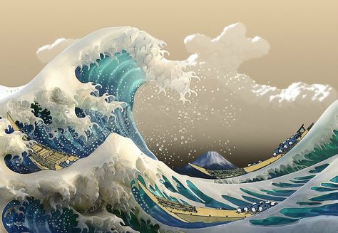 Waves wallpaper The Great Wave Wallpaper, Hokusai Great Wave, No Wave, Wave Wallpaper, Giant Waves, Spray Paint Canvas, Japanese Waves, The Great Wave, Waves Wallpaper