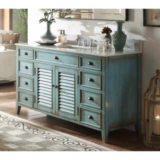 60" Benton Collection Abbeville Rustic Blue Bathroom Vanity Bathroom Photography, Blue Bathroom Vanity, Primitive Bathrooms, French Country Bathroom, Country Bathroom, Single Sink Vanity, Shabby Chic Bathroom, Double Sink Vanity, White Marble Countertops