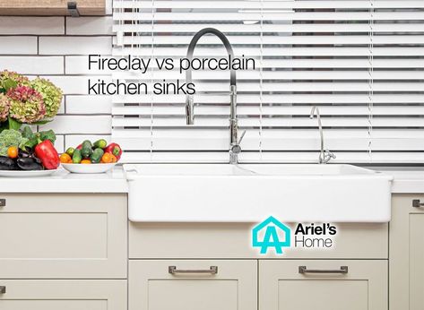 Fireclay vs porcelain kitchen sinks. Are you looking for something unique or something very simple? Well, let's find out what type of sink you're looking for! Kitchen Sinks 2023, Porcelain Kitchen Sink, Porcelain Kitchen, Porcelain Sinks, Fireclay Sink, Porcelain Sink, Fire Clay, Granite Sink, White Sink