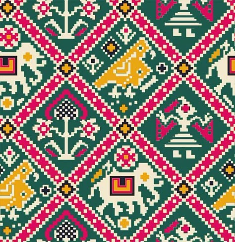 Patola Design Pattern, Bee Drawing Easy, Patola Motifs, Patola Pattern, Patola Design, Patola Print, Dupatta Design, Prints Ideas, Paisley Print Design