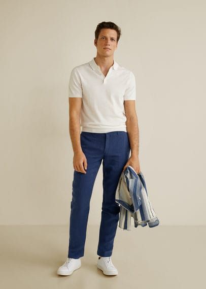 Navy Linen Pants Outfit, Navy Trousers Outfit, Trousers Outfit Men, Linen Trousers Men, Navy Pants Men, Linen Pants Suit, Outfit Reference, Linen Pants Outfit, Outfit Hombre