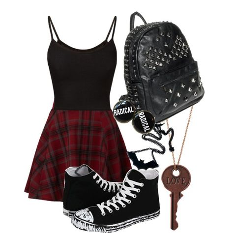 School Outfit:) by merri-broskef6969 on Polyvore Cute Emo Outfits, Outfit School, Teenage Outfits, Emo Outfits, Ideas Outfit, Cooler Look, Punk Outfits, Emo Scene, Long Hours