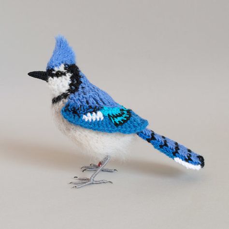 Blue Jay Crochet Pattern, Free Bird Crochet Pattern, Felted Nest, Baby Sparrow, Crochet Bird Patterns, Crochet Birds, Metallic Yarn, Crochet Animal Patterns, Grown Ups