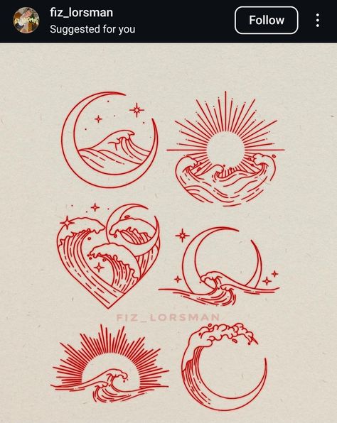 Zee Tattoo, Water Tattoo Ideas, Wave Tattoo Design, Pisces Season, Sea Tattoo, Water Tattoo, Muster Tattoos, Small Pretty Tattoos, Sun Tattoos