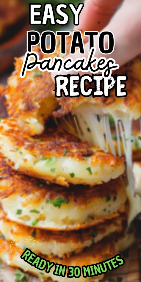 Easy Potato Pancakes Recipe Best Potato Pancakes Ever, Breakfast Ideas Potatoes, Potato Pancakes With Mashed Potatoes, Potato Pancakes From Frozen Hashbrowns, How To Make Potato Pancakes, Potatoes Pancakes, Potato Cheese Pancakes, Potato Pancake Recipe, Potato Pancakes Recipe