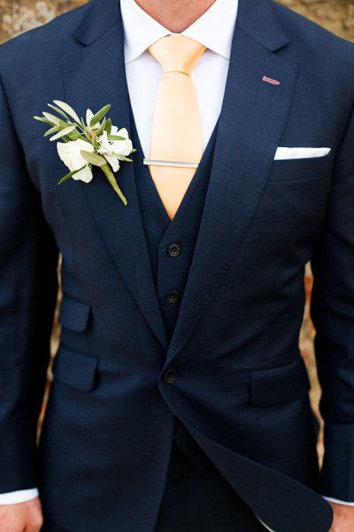 Groom | Navy Suit and peach tie Wedding Suits Men Blue, Wedding Suits Men Grey, Blush Wedding Theme, A Man In A Suit, Suit Fit Guide, Man In A Suit, New Years Eve Weddings, Suits Men, Groomsmen Suits