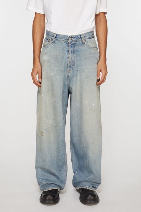 2023 jeans are cut to a super baggy fit with a mid waist, super wide leg and long length. Crafted from non stretch denim in a blue wash with paint and smudge details. Acne Studios 2023M FN Trafalgar 2023 Jeans, Acne Denim, Baggy Fit Jeans, Acne Studios Jeans, Suit Jacket Dress, Fashion Wishlist, Light Blue Jeans, Wide Jeans, Clothing Essentials