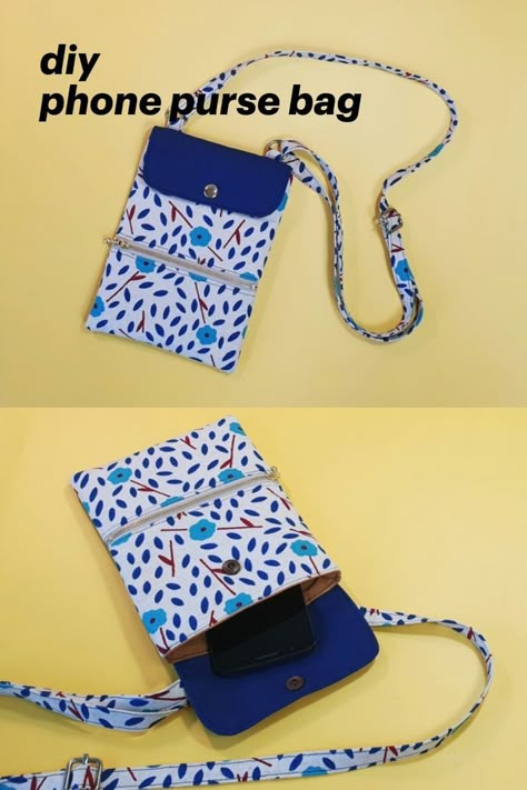 Crossbody Phone Bag Pattern Free, Diy Phone Crossbody Bag, Mini Cross Body Bag Pattern, Diy Phone Purse Sewing Projects, Cross Body Purse Pattern Free, Phone Bags Diy Purses, Diy Mini Crossbody Bag, Phone Bags For Women, Cell Phone Cross Body Bag Pattern Free