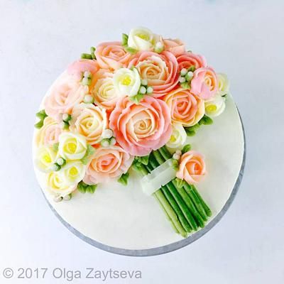 Learn how to pipe tiny jasmine, roses and buds and assemble a buttercream flower bouquet cake in variety of pink shades. Bouquet Of Flowers Cake, Bouquet Cake Ideas, Bouquet Cake Design, Buttercream Bouquet, Flower Bouquet Cake, 3d Jelly Cake, Valentines Day Sugar Cookies, Bouquet Cake, Cake Bouquet