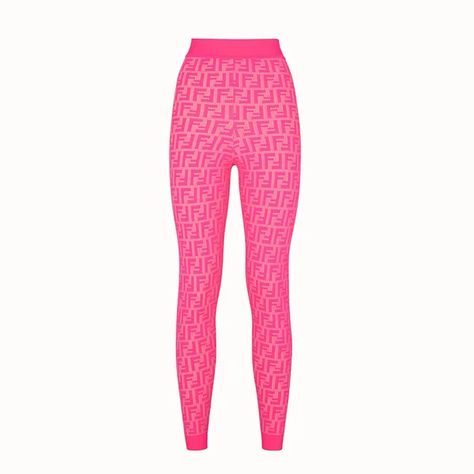 Fendi Tights, Pink Fendi, Designer Activewear, 2020 Fashion Trends, Pink Pattern, Orange Fabric, Nicki Minaj, High Waisted Leggings, High Collar