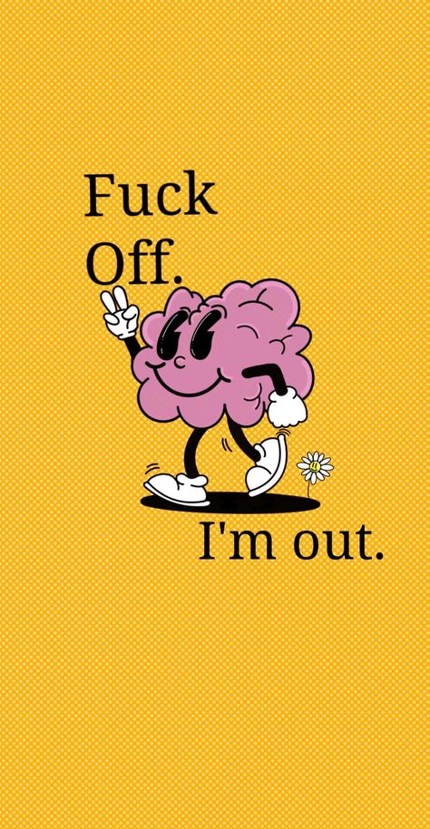 Iphone Wallpaper Funny Cartoon, Retro Illustration Wallpaper, Iphone Background Wallpaper Homescreen, Funny Wallpapers Lockscreen, Funny Wallpapers Iphone, Brain Wallpaper, Brain Character, Cartoon Brain, Retro Art Prints