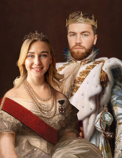 King Portrait Art, Royal Family Portraits Art, King And Queen Portrait, King Portrait Paintings, Royal Portraits Painting Couple, Victorian Couple Portrait Painting, Royal Family Portrait, King Of Queens, Photo Website