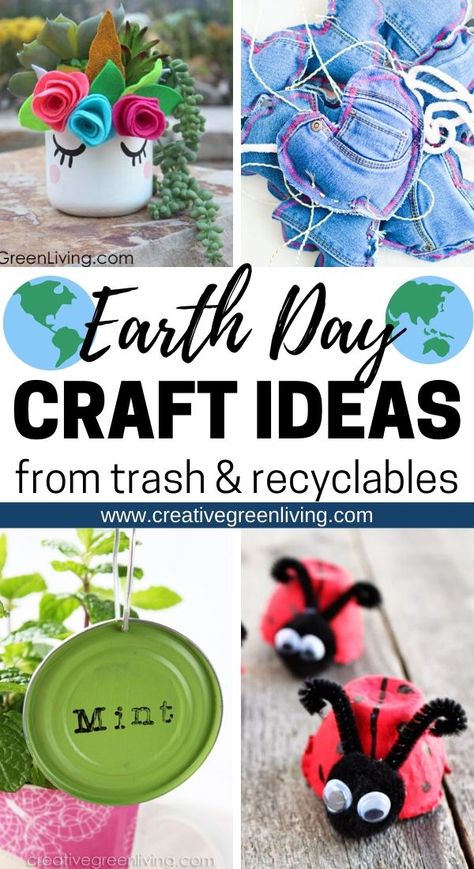 Get a mega list of the best earth day crafts for kids and adults to make from recycled materials. These clever DIY ideas teach you how to turn trash and recyclables like wine corks, tin cans, egg cartons, cardboard, old cloths, glass jars and plastic bottles and turn them into fun and impressive crafts. Each of these projects is an easy way to teach about upcycling and turning garbage into clever, useful projects instead! #earthday #recycledcrafts #upcycling #upcycledcrafts Diy Useful Crafts, Trash To Treasure Ideas Upcycling Diy, Earth Day Craft Ideas, Impressive Crafts, Useful Crafts, Diy Useful, Trash To Treasure Ideas, Earth Day Craft, Recycle Craft Projects