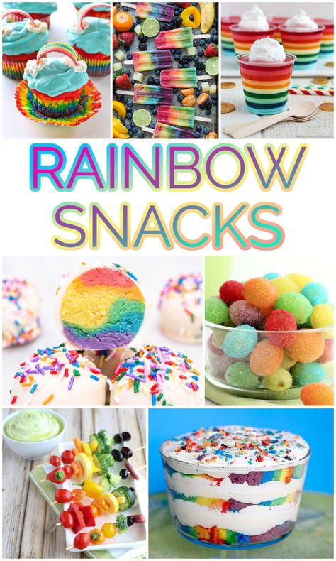 Rainbow Appetizers Parties, Pastel Rainbow Party Food, Rainbow Snacks Parties, Rainbow Snacks For Kids, Rainbow Birthday Cookies, St Patrick Day Ideas, Rainbow Party Food, Rainbow Cake Pops, Rainbow Punch