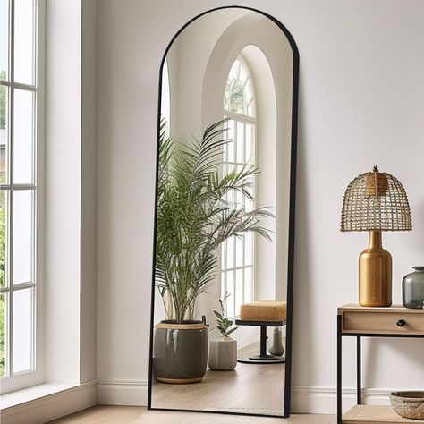 LunaMirror Full Length Mirrors Free Standing Floor Mirror Full Body Wall Mirror for Bedroom Living Room and Entrance, Arch Black Frame, 147x44 CM Large Bedroom Mirror, Black Arch Mirror, Arched Full Length Mirror, Arched Floor Mirror, Full Length Mirror Stand, Large Floor Mirror, Mirror With Stand, Floor Length Mirror, Full Length Floor Mirror