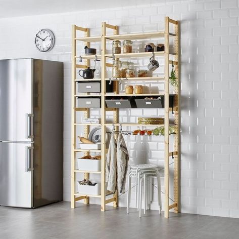 ikea organization Open Pantry Ideas, Ikea Omar, Ikea Organisation, Ikea Kitchen Storage, Ivar Ikea, Ikea Algot, Ikea Ekby, Ikea Pantry, Ikea Shelving Unit