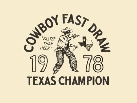 Cowboy Fast Draw by Joshua Diaz on Dribbble Cowboy Cartoon Drawing, Cowboy Tshirt Designs, Cowboy Graphic Design, Cowboy Branding, Wordmark Logo Typography, Concrete Cowboy, Cowboy Illustration, Cowboy Logo, Western Logo