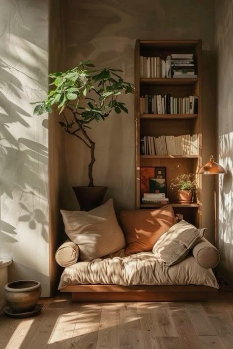 Reading corner Design Ložnic, Home Vibes, Cozy Room Decor, Apartment Decor Inspiration, Reading Corner, Dream House Interior, Cozy Room, Home Aesthetic, Room Inspiration Bedroom