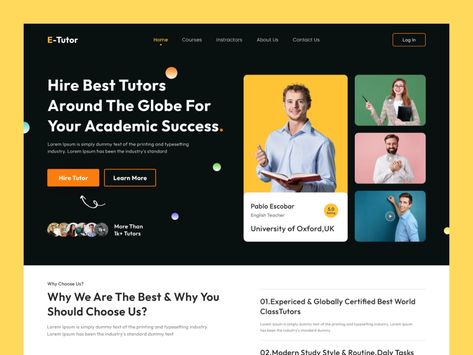 Tutoring Website Design, Academic Website Design, Tutor Website, Landing Ideas, Dribbble Design, E-commerce App, Uiux Design, Ux Inspiration, Wix Website Design