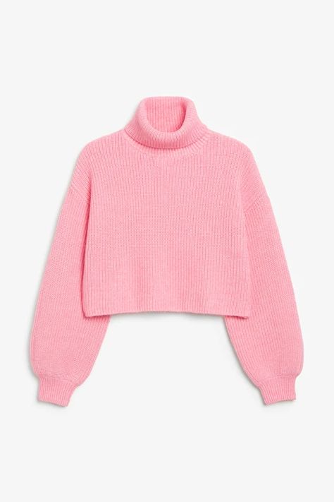 Cropped turtleneck knit - Bright pink - Jumpers - Monki NL Pink Turtleneck, Chunky Chelsea Boots, Cropped Turtleneck, Green Jumpers, Pink Jumper, Trouser Outfits, Cozy Style, Leather Chelsea Boots, Cozy Fashion