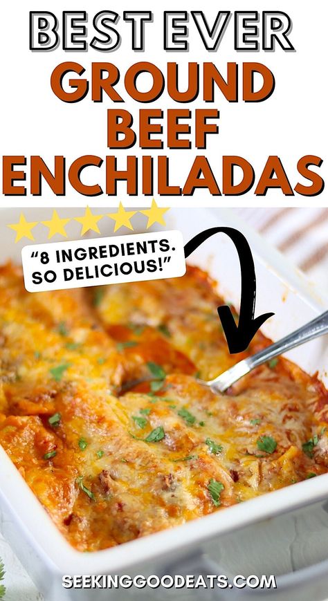 Make this Easy Ground Beef Enchiladas Recipe (with red sauce) when you need a quick but tasty dinner idea. Get all the flavors of enchiladas in just minutes.. Roll up the tortillas or make them stacked enchiladas and layer all the ingredients! The perfect family meal! Use low carb flour tortillas to lighten it up and make it low carb and keto. Beef Enchiladas Casserole, Low Carb Flour Tortillas, Beef Enchiladas With Red Sauce, Easy Ground Beef Enchiladas, Best Beef Enchilada Recipe, Enchiladas Casserole, Stacked Enchiladas, Beef Enchiladas Recipe, Low Carb Enchiladas